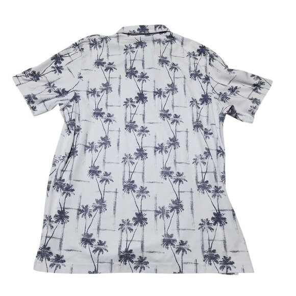 Travis Mathew XL Palm Tree Print Polo Shirt Made In Peru White Gray Short Sleeve - Picture 6 of 8